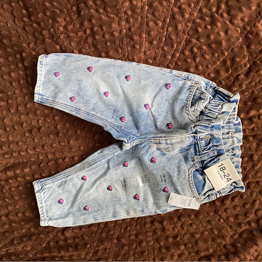 Disney Denim Bottoms with Pink Minnie Mouse Shirt Accents